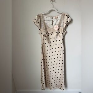 Viral Camila Coelho Butterfly Lace Cream Polka Dot Slip Dress